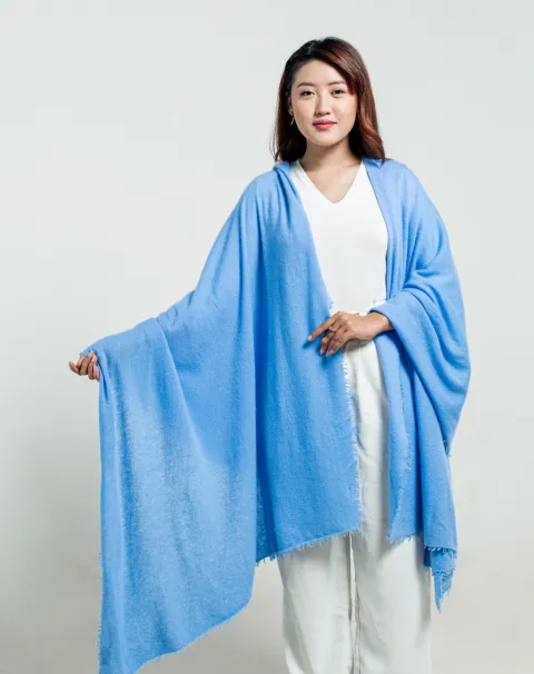 Sky Blue felted cashmere wrap for women