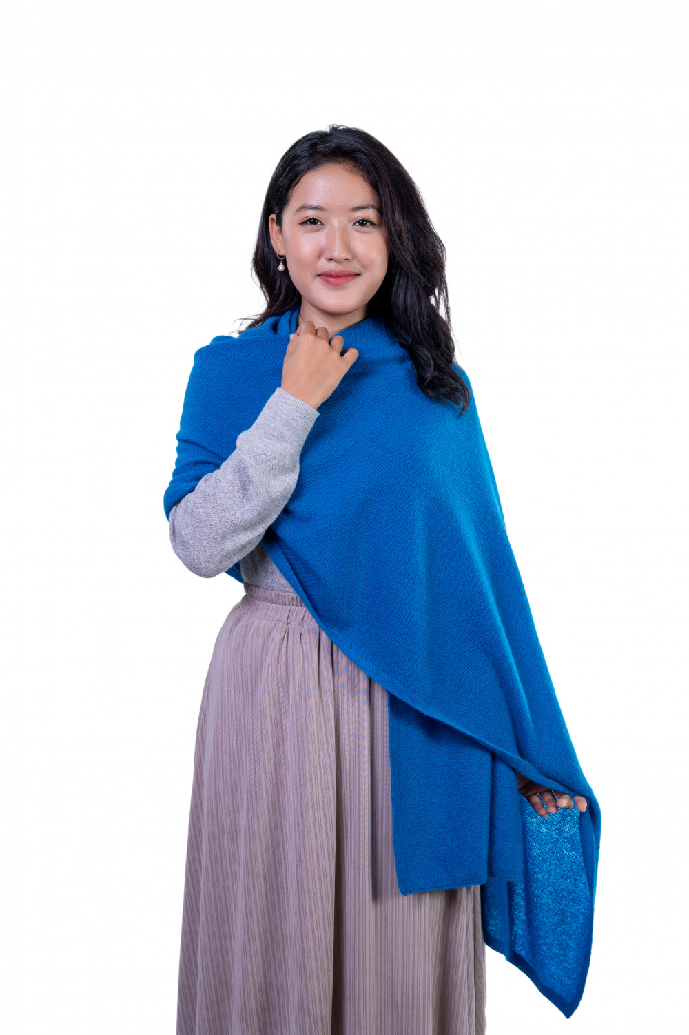 classic blue cashmere scarf