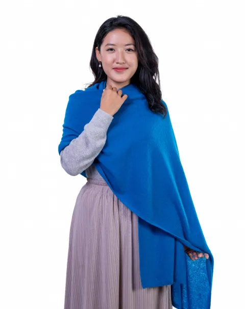 classic blue cashmere scarf