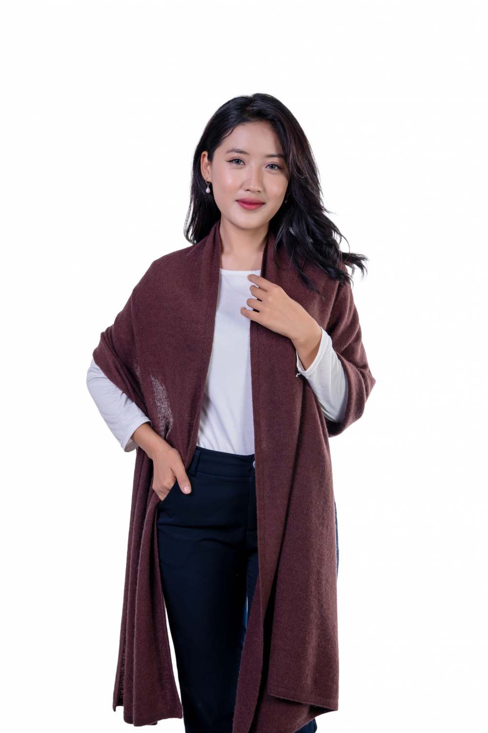 Best Deep Plum knitted cashmere scarf