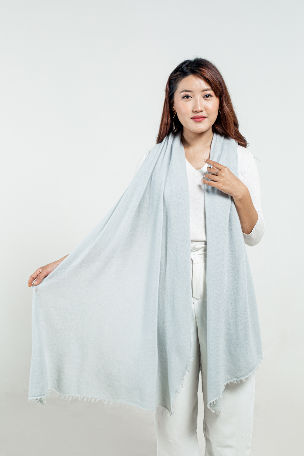 Gray Felted Cashmere Stole