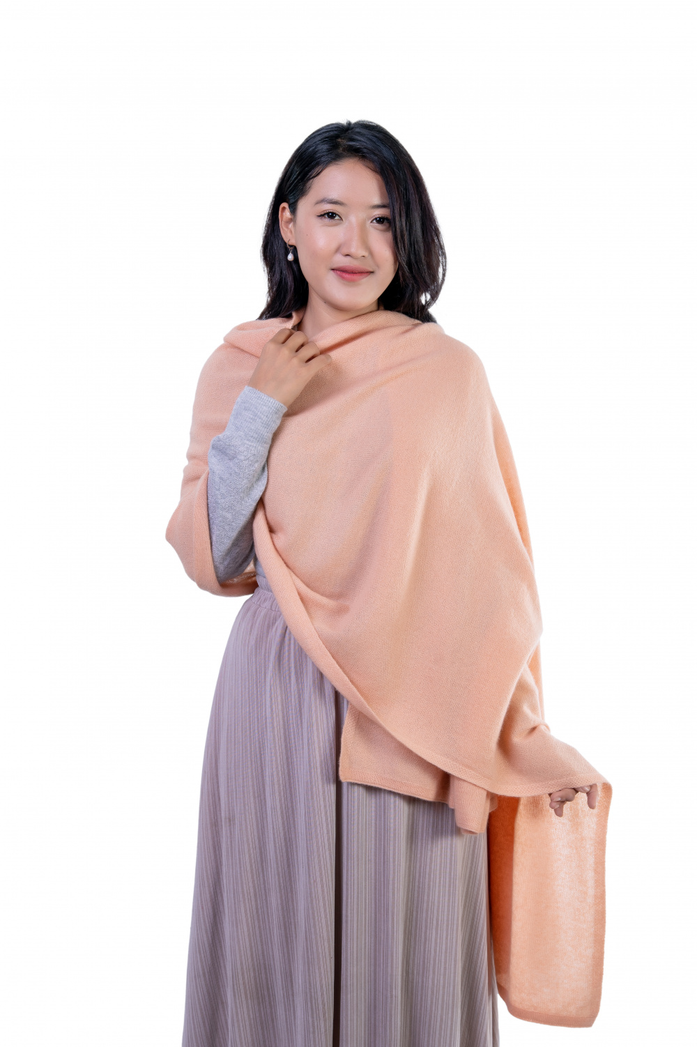 Muted Coral Cashmere Scarf for Women.