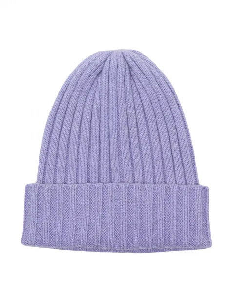 soft lavender knitted cashmere beanie