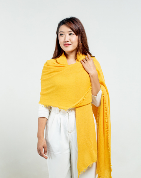 Mustard Felted Cashmere Stole