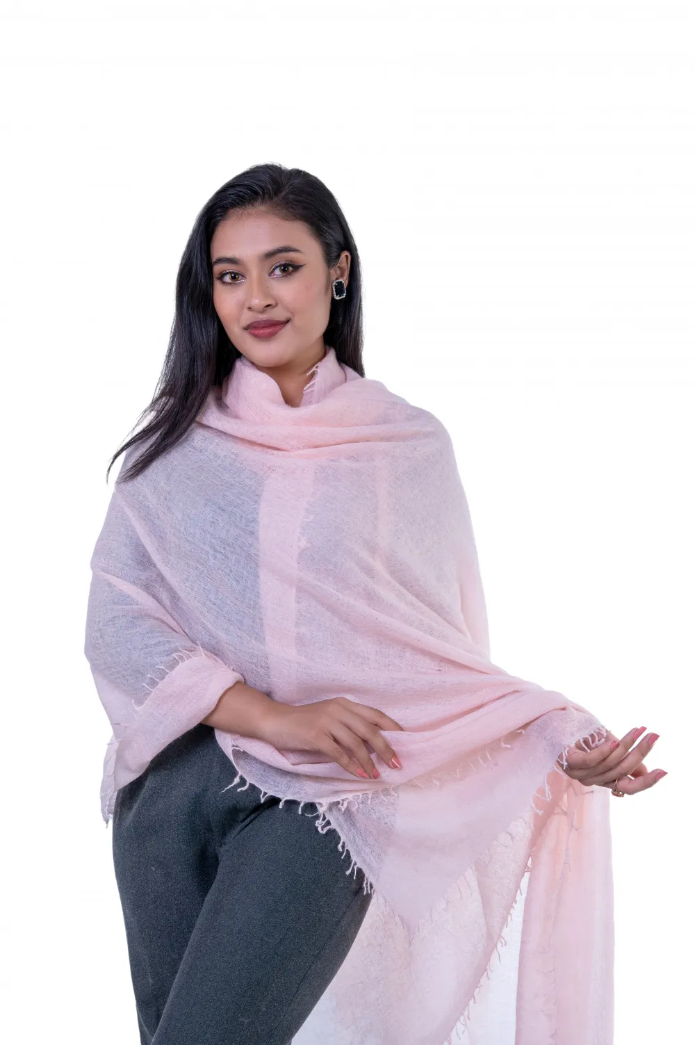 Dusty Rose featherlight felted cashmere wrap.