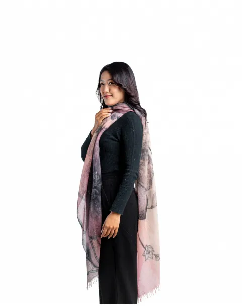 stylish featherlight floral cashmere wrap 