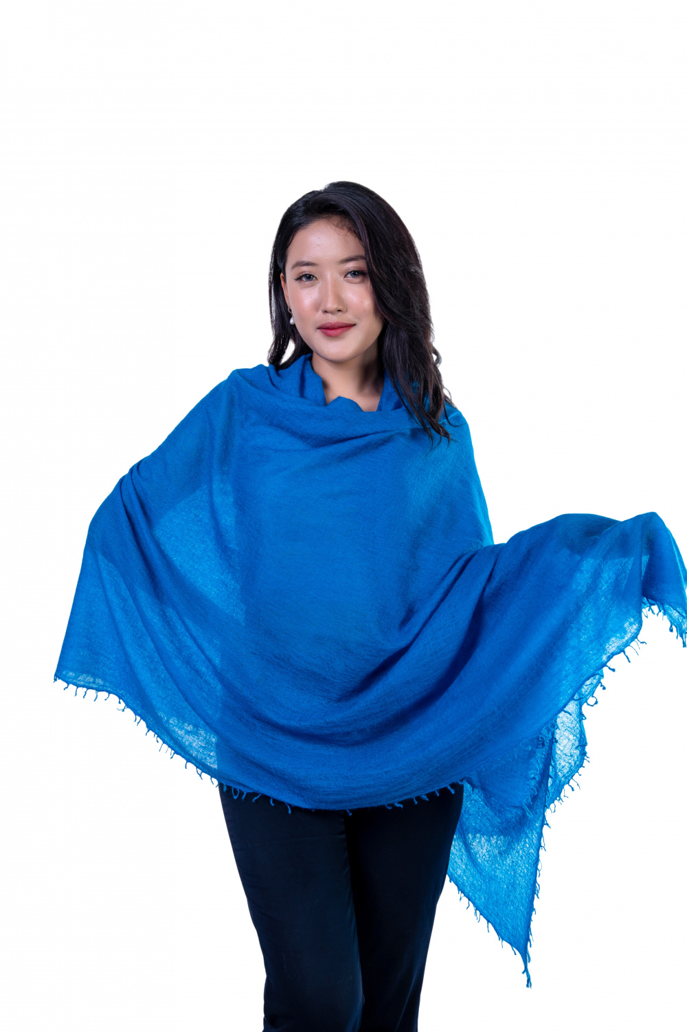 Light Weight Blue Cashmere Warp For All Occasion.