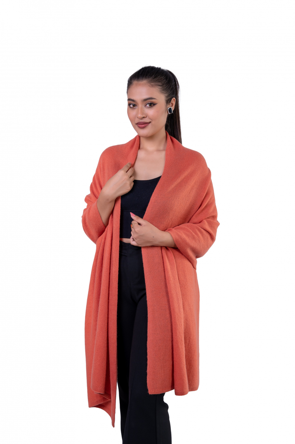 best terracotta knitted cashmere scarf