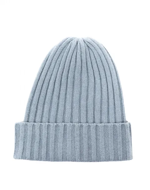 Icy gray knitted cashmere hat