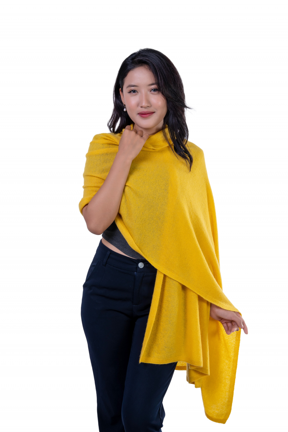 Goldenrod Yellow knitted cashmere scarf