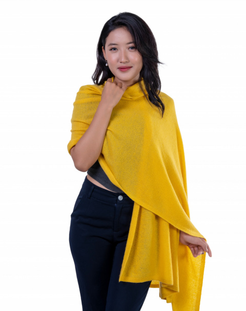 Goldenrod Yellow Knitted Cashmere Scarf