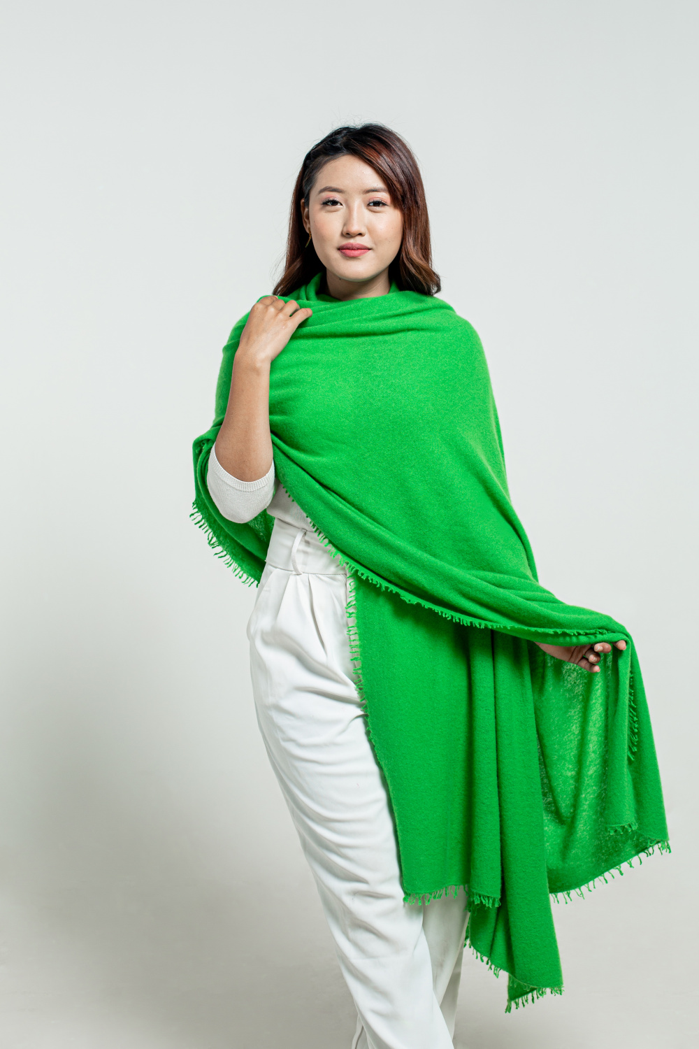 Parrot Green Felted Cashmere Wrap