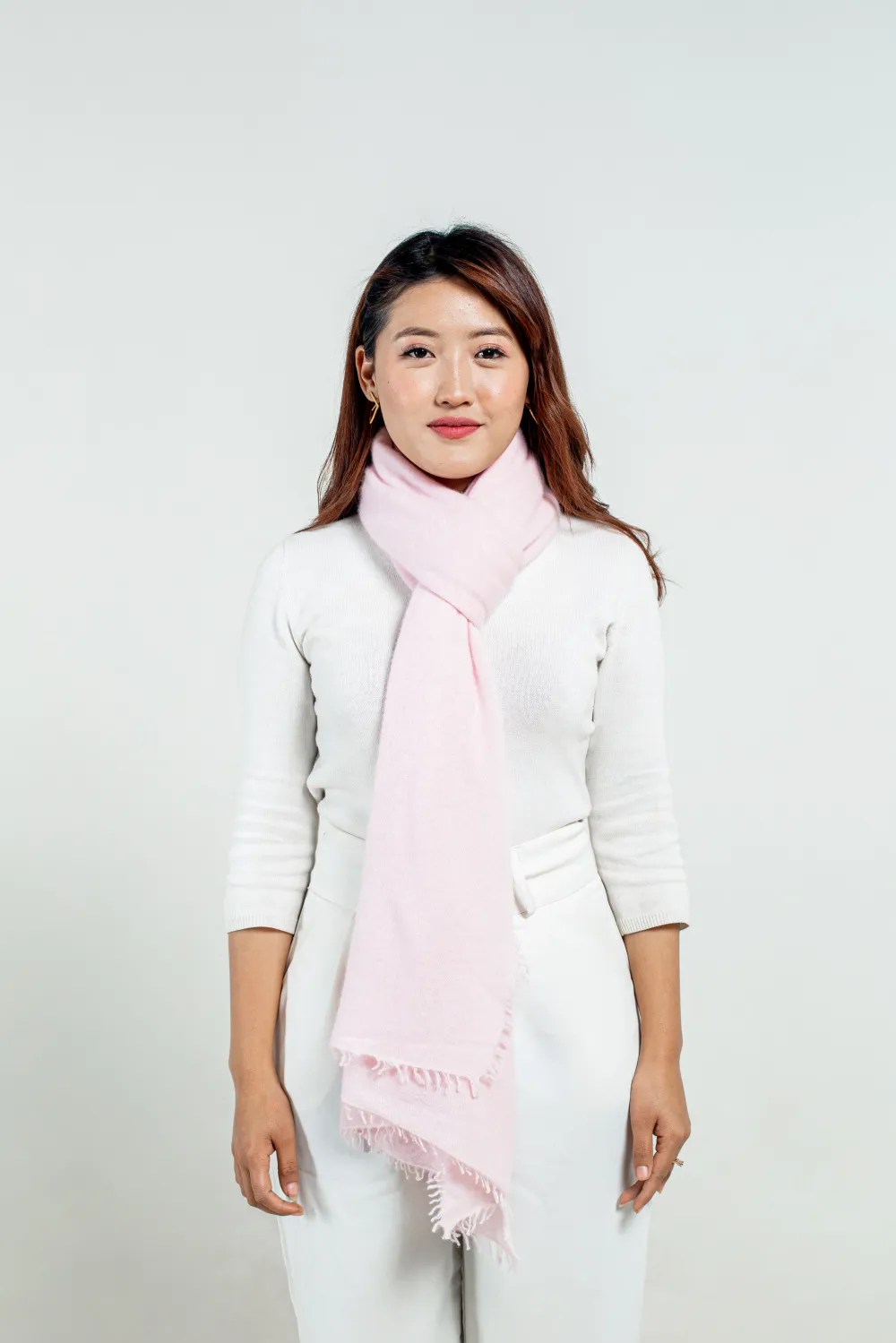 Light pink felted cashmere scarf