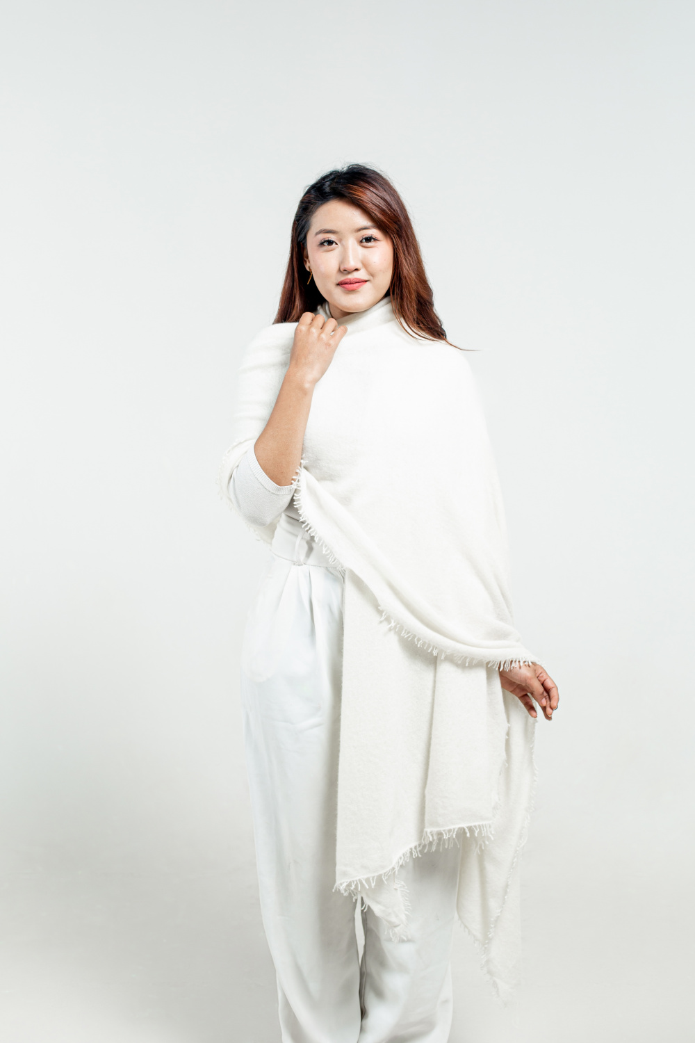 Ivory Felted Cashmere Wrap