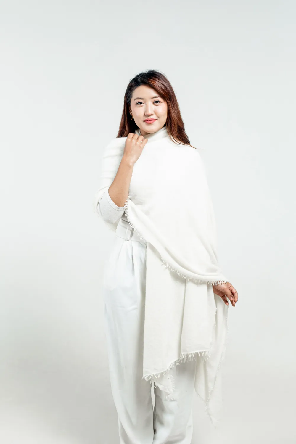 Ivory Felted Cashmere Wrap