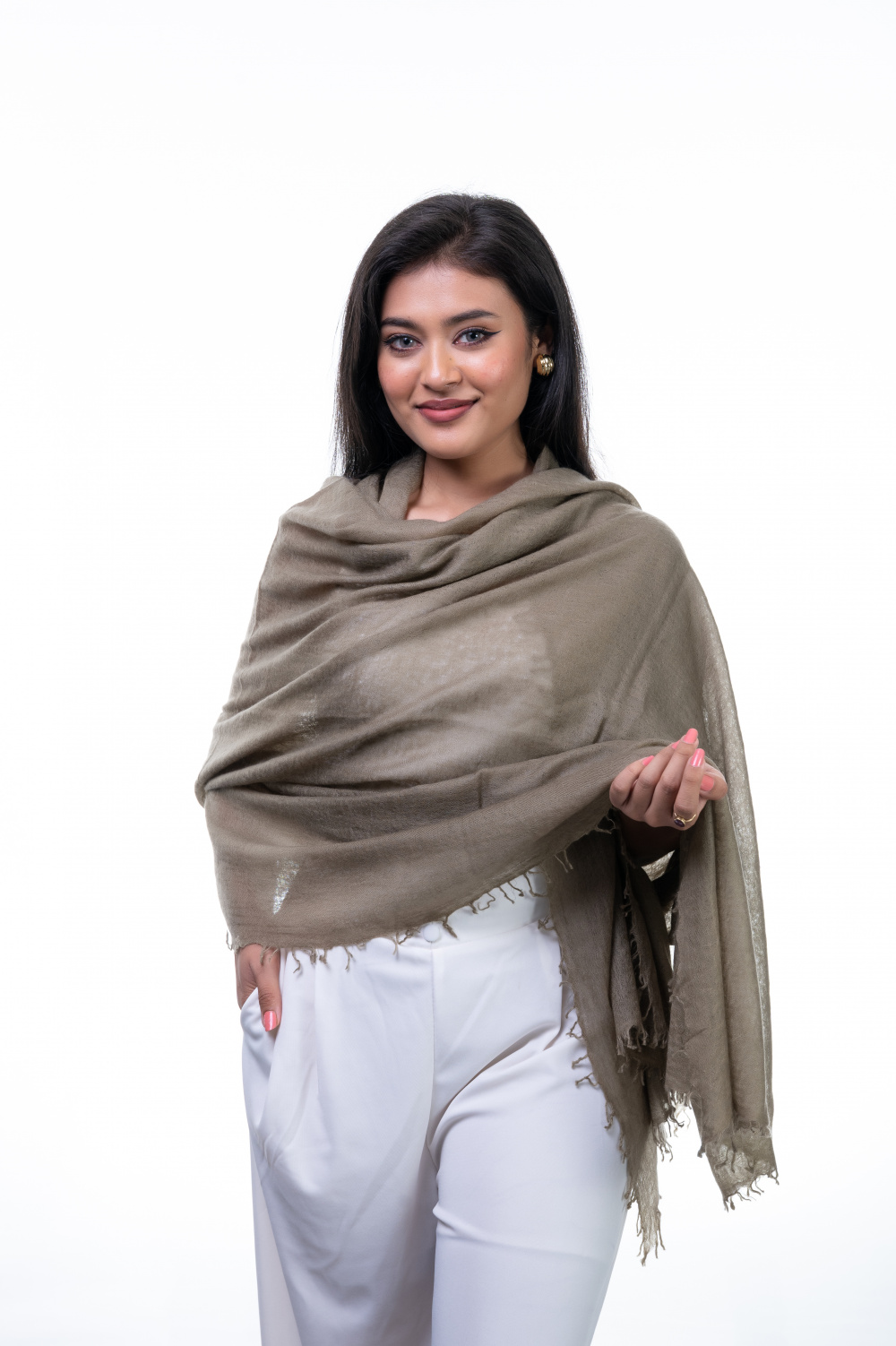 Taupe Cashmere Wrap as Light as Feather. 