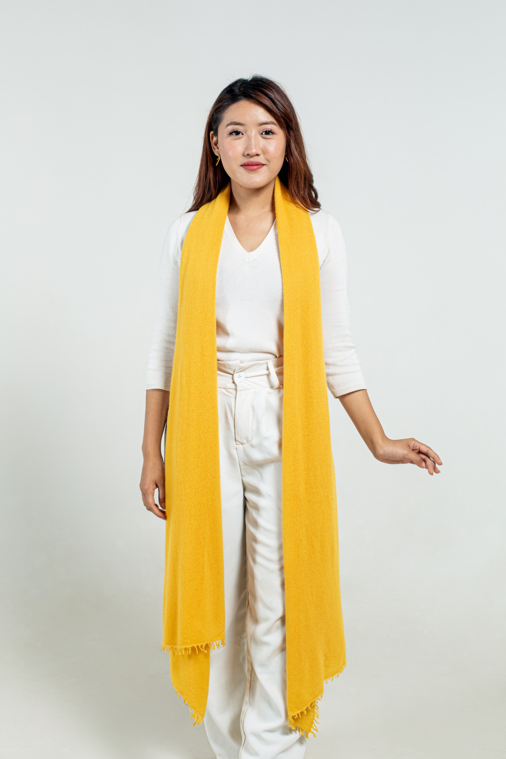 Mustard Felted Cashmere Scarf