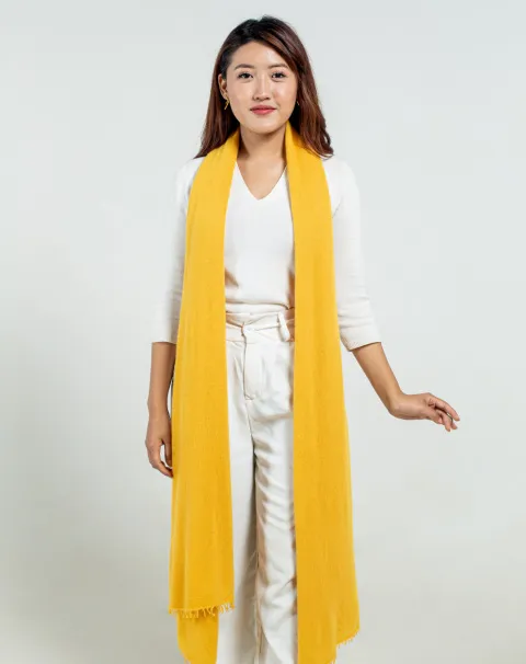 Cashmere women mustard scarf