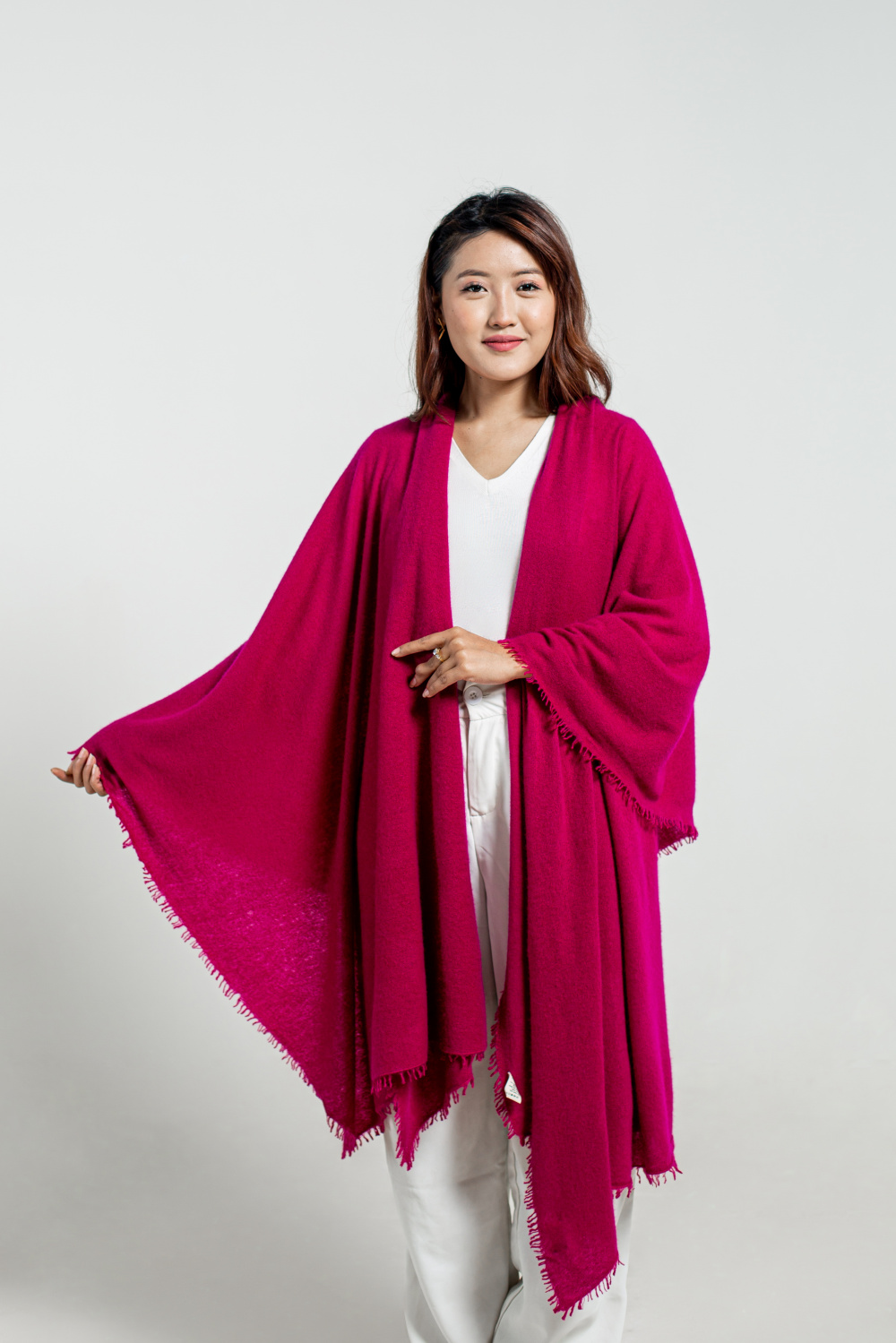 Hot Pink Felted Cashmere Wrap