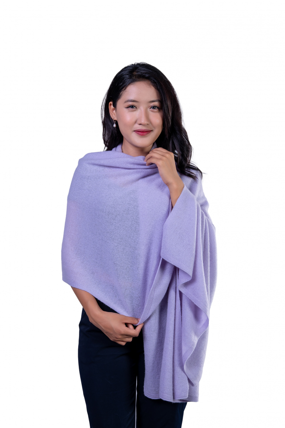 Soft Lavender Knitted Cashmere Scarf