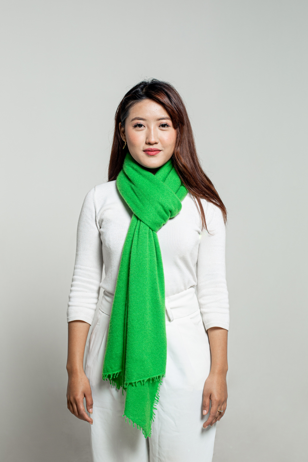 Parrot Green Felted Cashmere Scarf