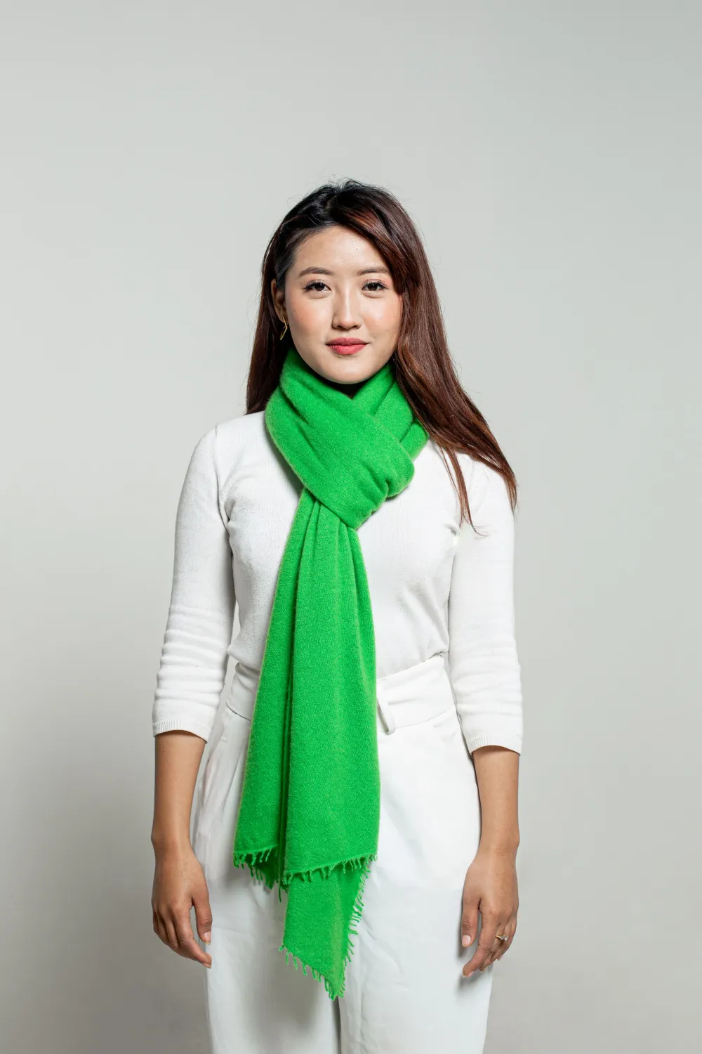 parrot green cashmere scarf