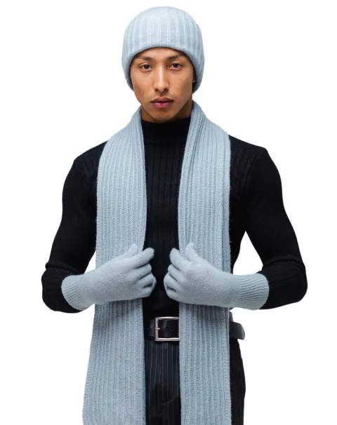 pure  cashmere knitted scarf, beanie and gloves