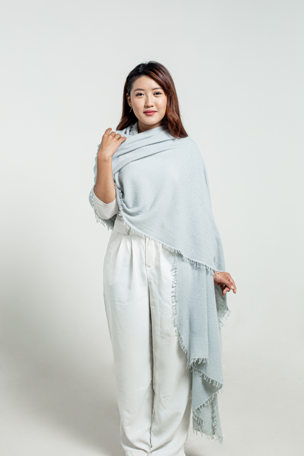 Gray Felted Cashmere Wrap
