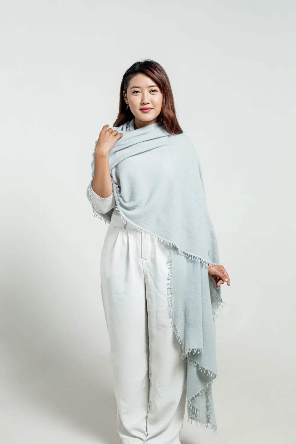 Gray felted cashmere wrap