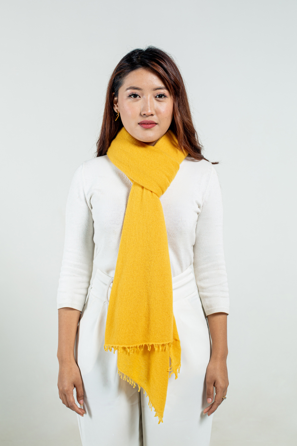 Mustard Felted Cashmere Scarf