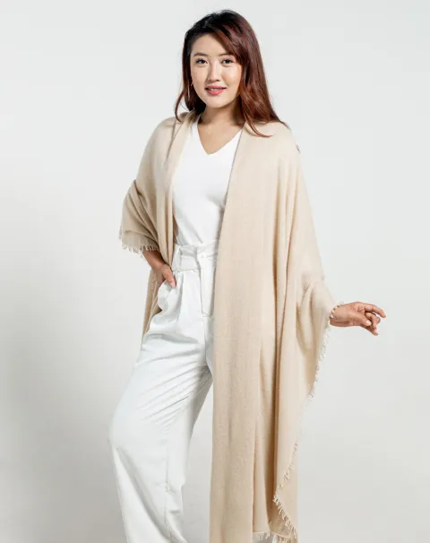 Beige cashmere wrap women's