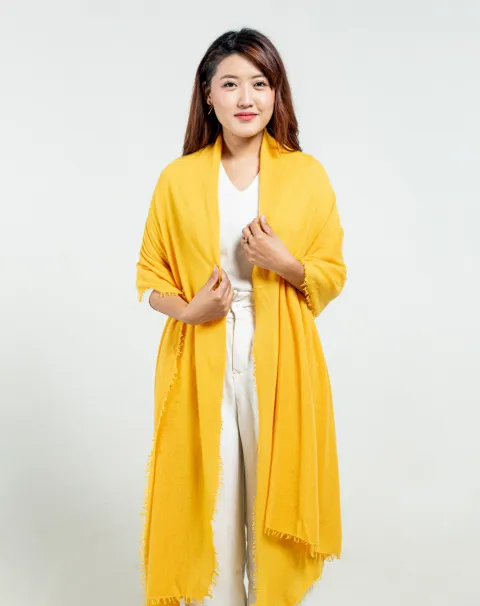 Women Mustard cashmere stole