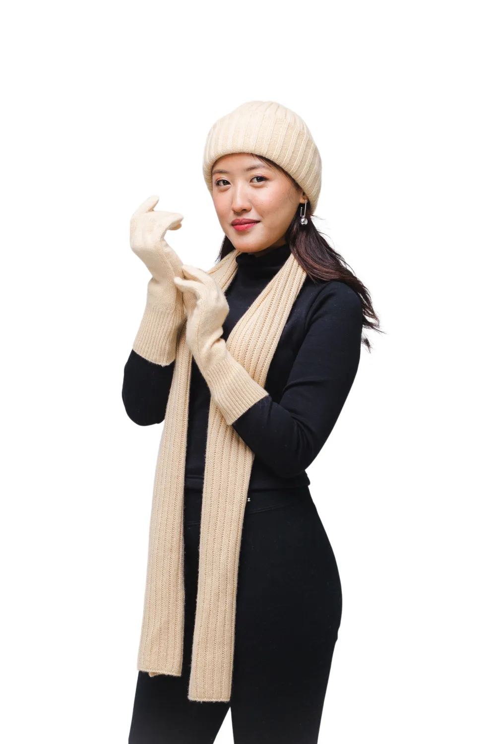 Beige Winter Set from Cashmere Kala