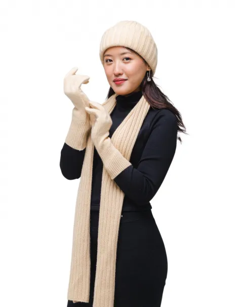 Beige Winter Set from Cashmere Kala