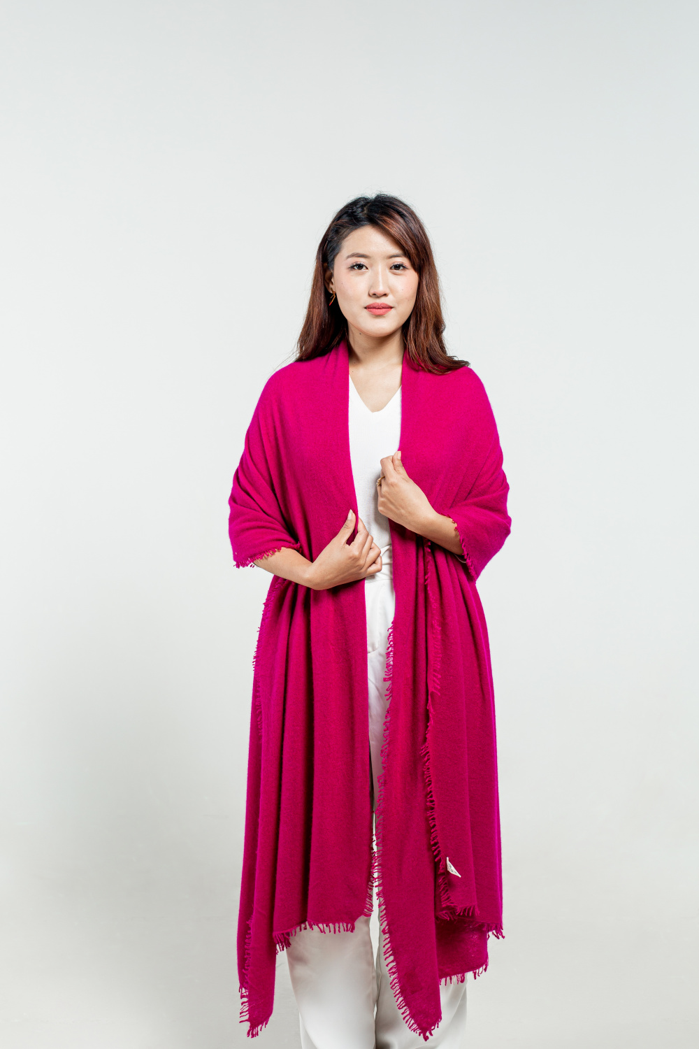 Hot Pink Felted Cashmere Stole