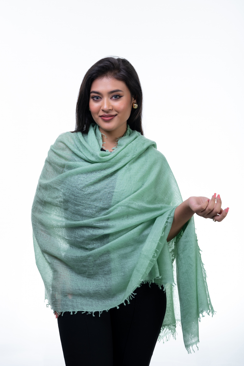 Light Cashmere Wrap in Sage Green.