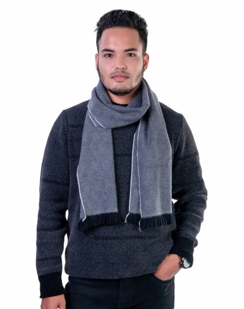 Men Gray  Cashmere Scarf