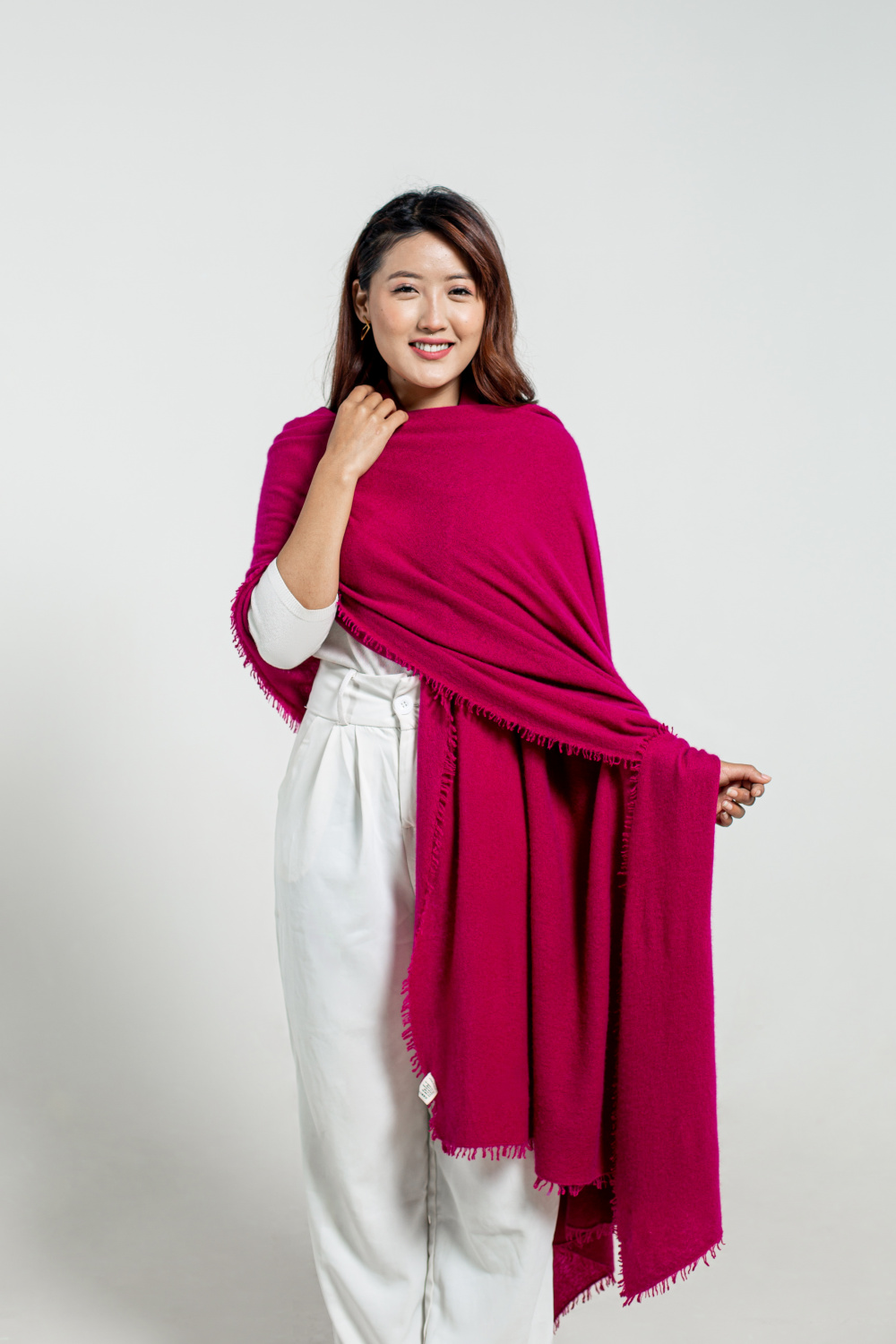 Hot Pink Felted Cashmere Wrap