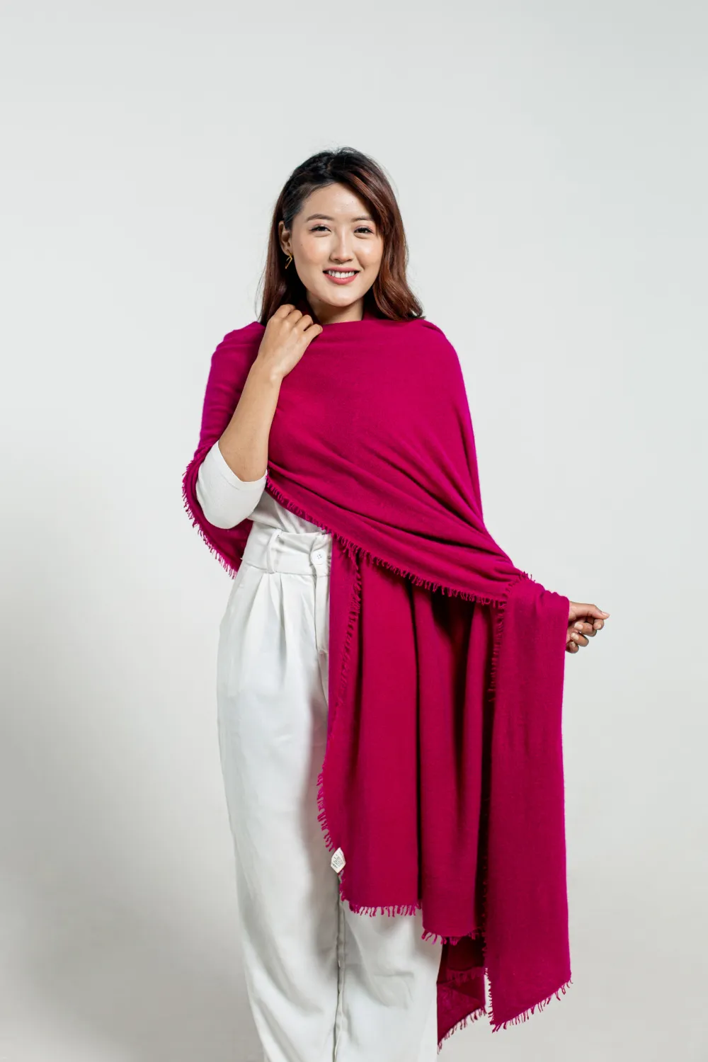 Hot pink cashmere wrap