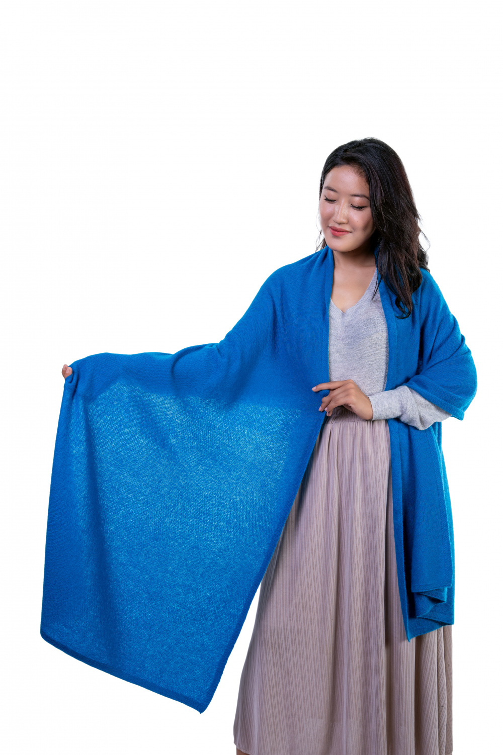 women's blue cashmere scarf