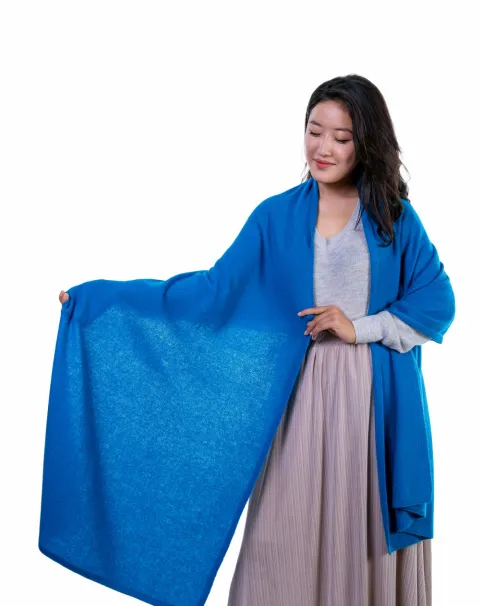 women's blue cashmere scarf